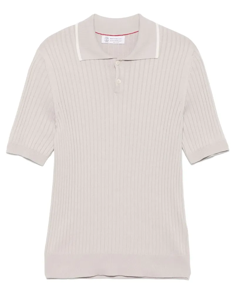 Brunello Cucinelli Geripptes Poloshirt - Grau Grau