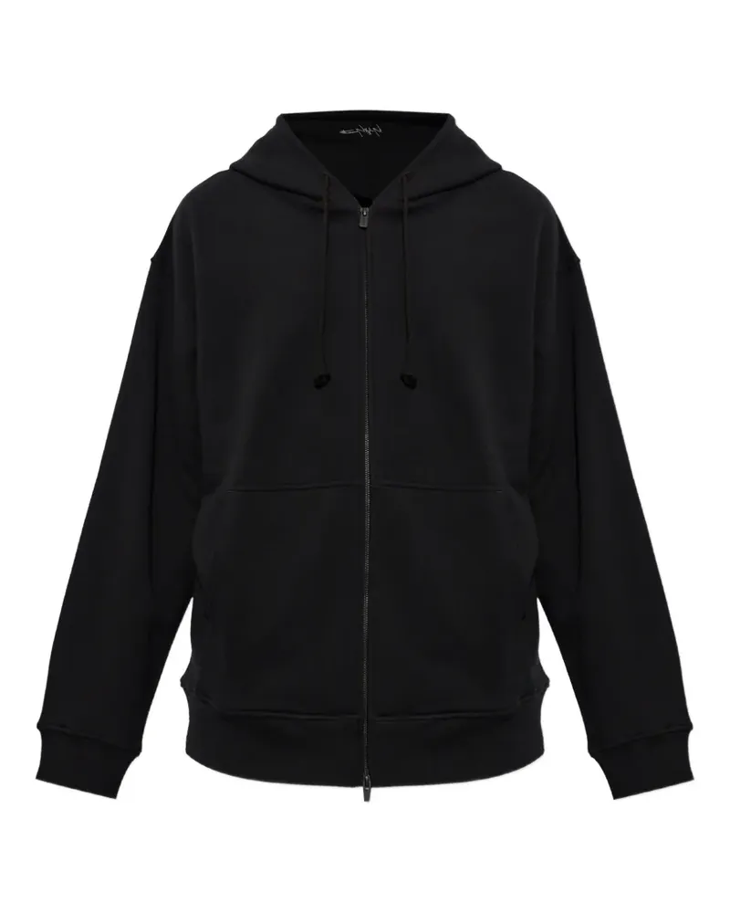 Yohji Yamamoto Kapuzenjacke mit Logo-Stickerei - Schwarz Schwarz