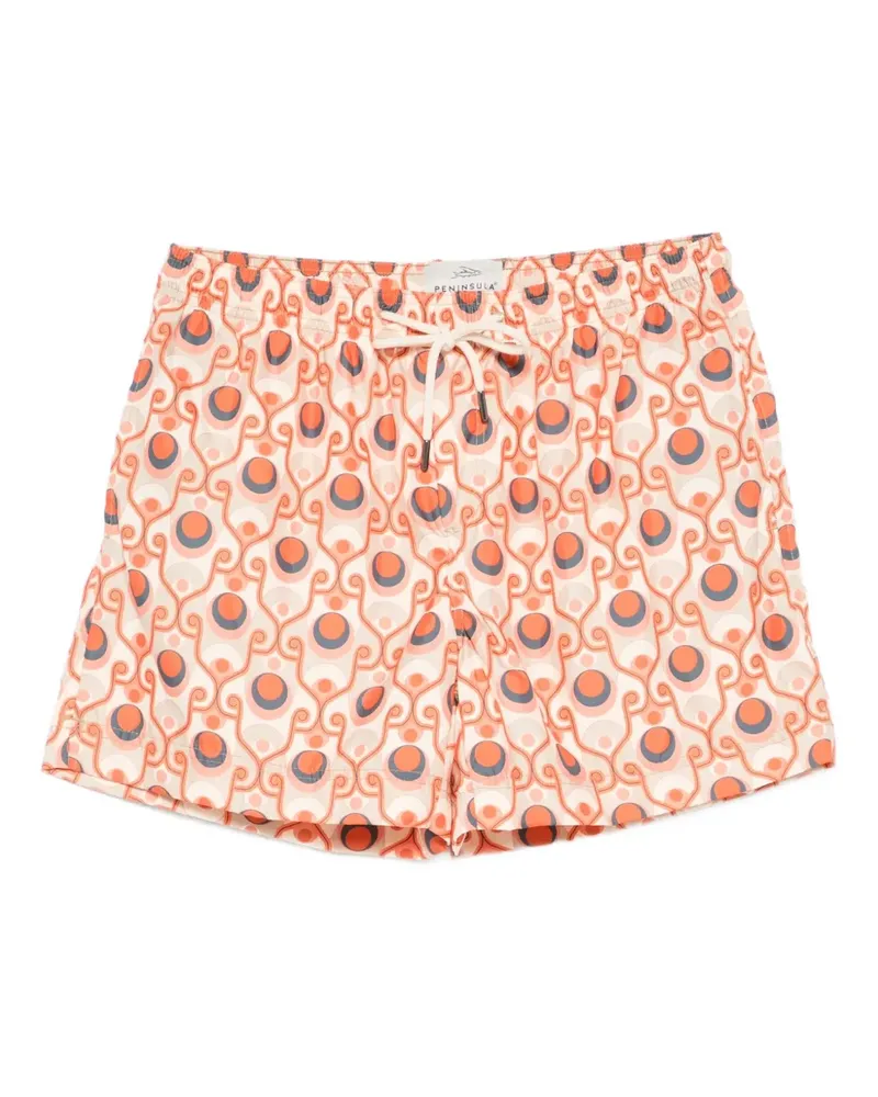 PENINSULA Badeshorts mit geometrischem Print - Orange Orange