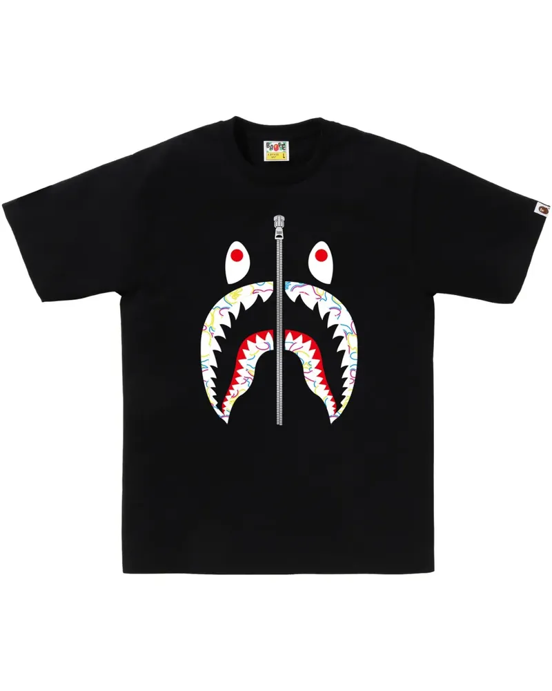 BAPE T-Shirt mit Hai-Print - Schwarz Schwarz