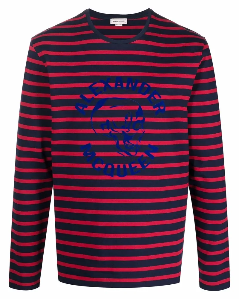 Alexander McQueen Gestreiftes Langarmshirt - Blau Blau