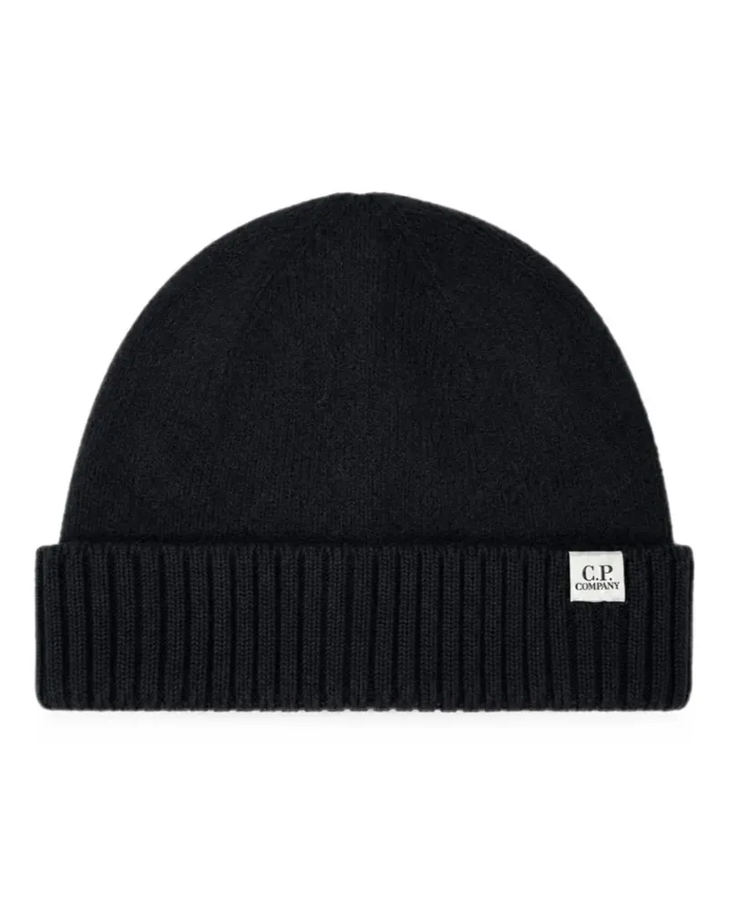 C.P. Company Gerippte Beanie - Schwarz Schwarz