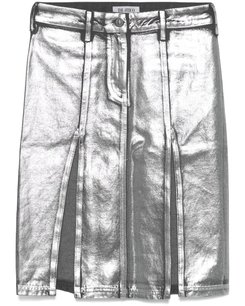 ATTICO Beschichteter Jeans-Midirock - Silber Silber