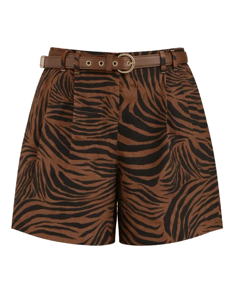 Max Mara belted zebra-print cotton shorts - Braun Braun