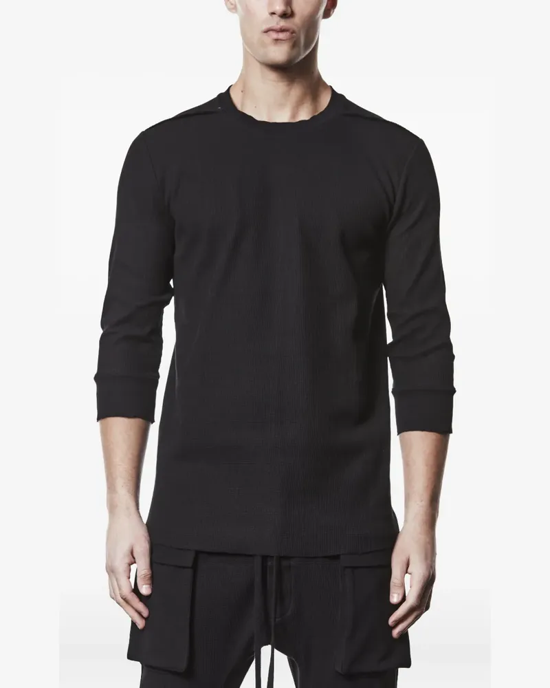 THOM KROM Geripptes T-Shirt mit Dreiviertelärmeln - Schwarz Schwarz
