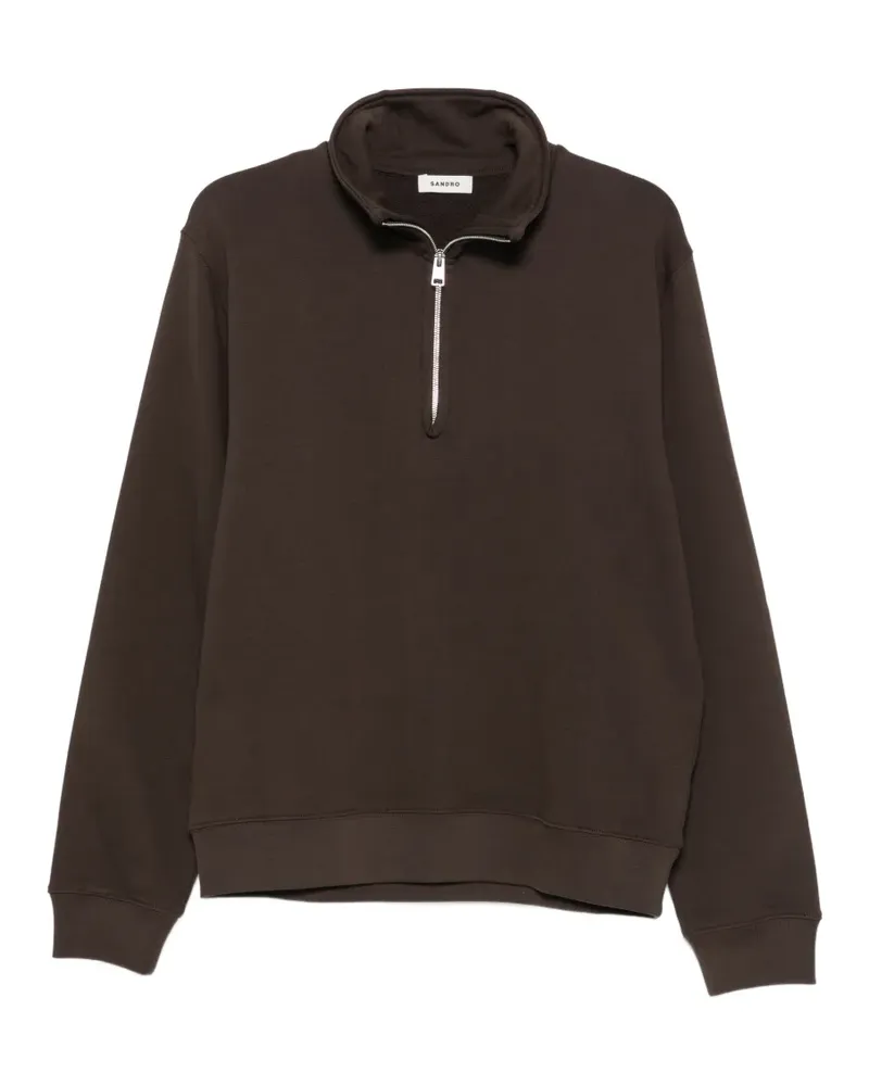 Sandro Stehkragen-Sweatshirt mit Viertelreißverschluss - Braun Braun