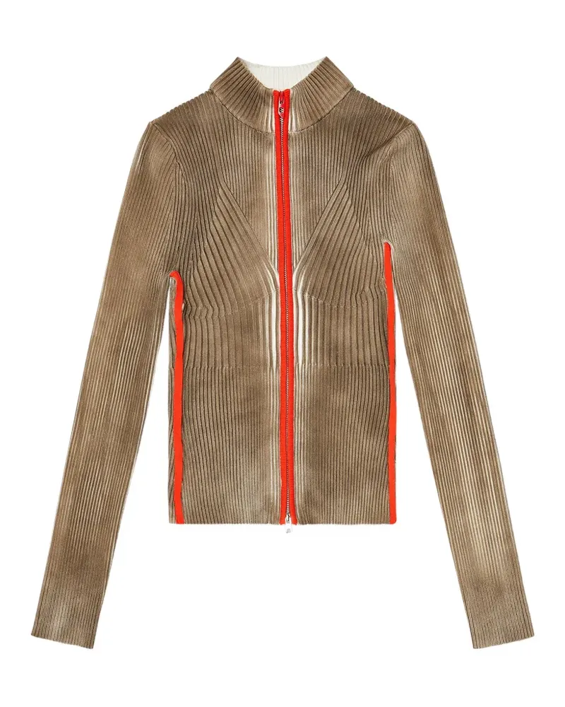 Diesel M-Sarda ribbed-knit zip-up cardigan - Braun Braun