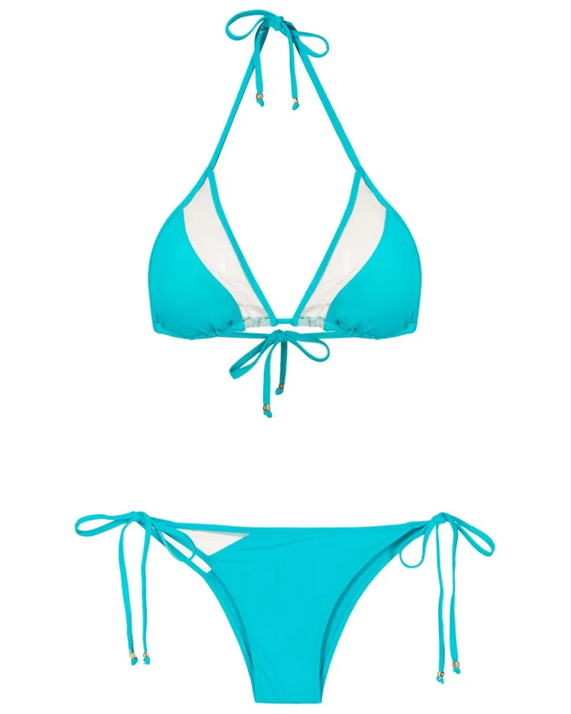 Amir Slama Triangel-Bikini mit transparenten Einsätzen - Blau Blau