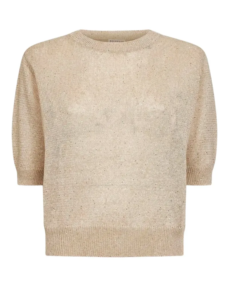 Brunello Cucinelli Gerippter Pullover - Nude Nude
