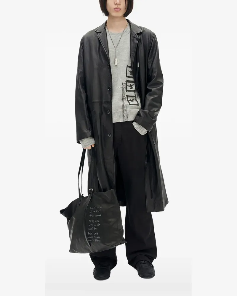 Ann Demeulemeester bird-print wool sweater - Grau Grau