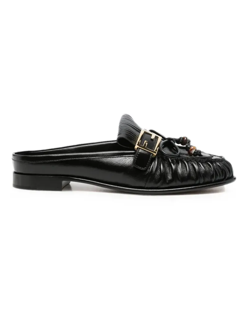 Fendi O'Lock fringed mules - Schwarz Schwarz