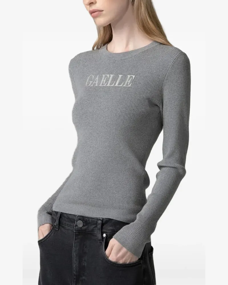 Gaëlle Bonheur Geripptes T-Shirt mit Logo - Grau Grau