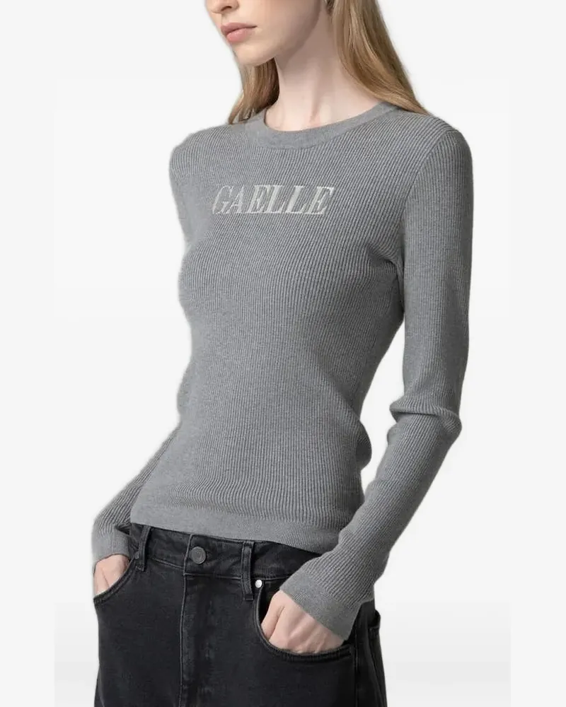 Gaëlle Bonheur logo-knit ribbed T-shirt - Grau Grau
