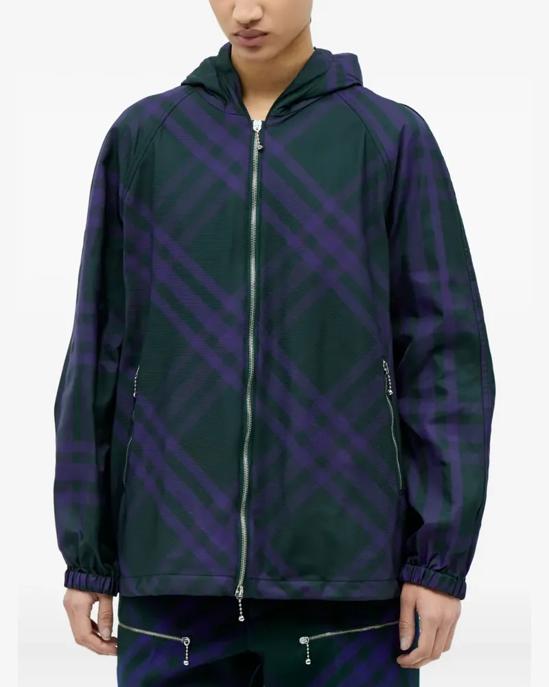 Burberry Karierte Jacke mit Kapuze - Grün Grün