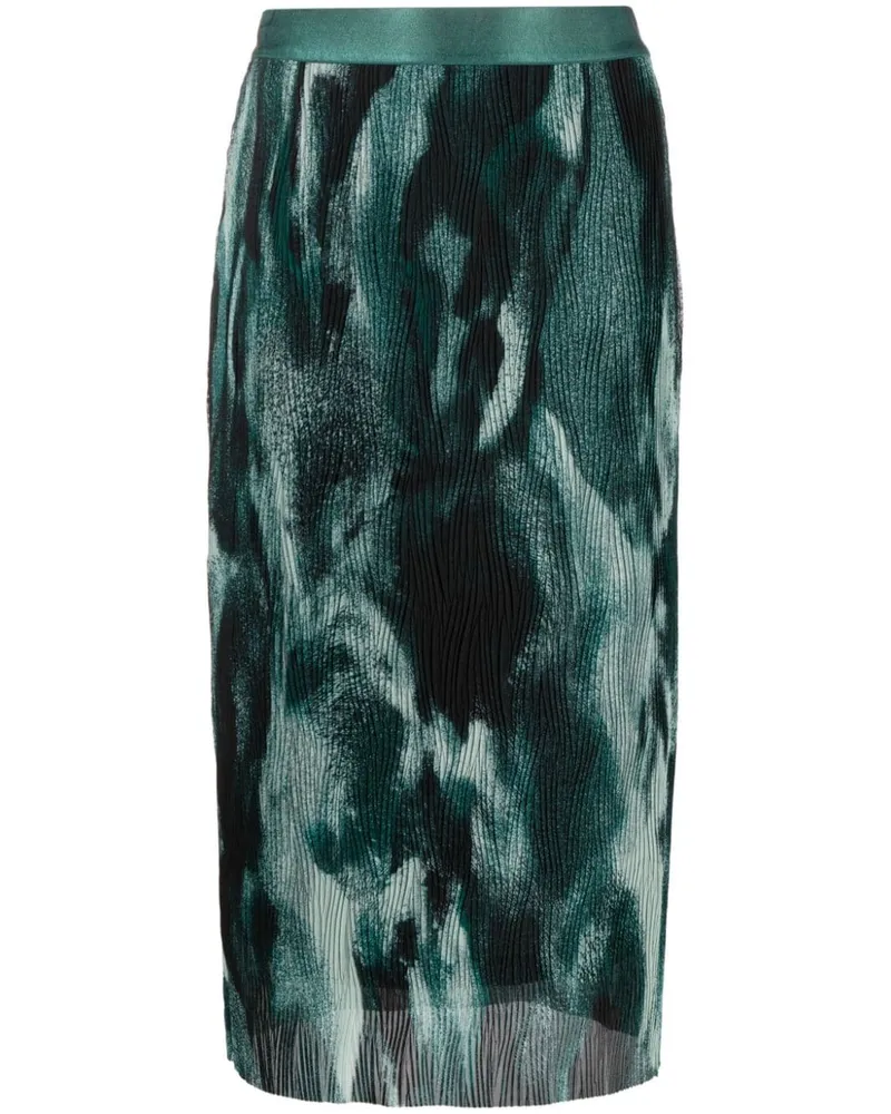 HUGO BOSS Evibelle Faltenrock mit abstraktem Print - Grün Grün