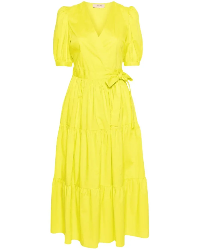 Twin-Set Midikleid aus Popeline - Gelb Gelb