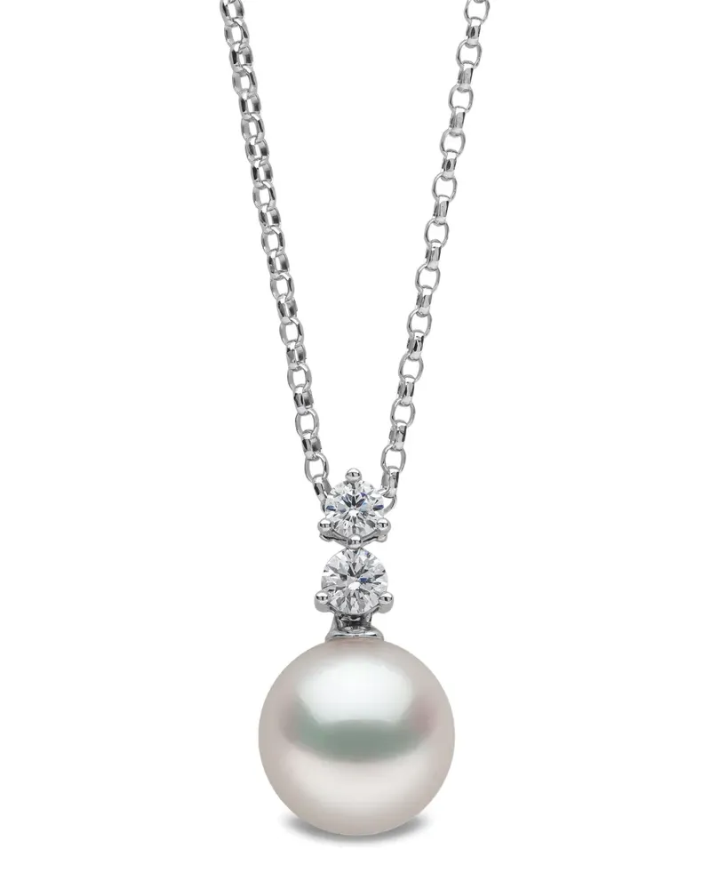 YOKO London 18K white gold akoya pearl and diamond pendant - Silber Silber