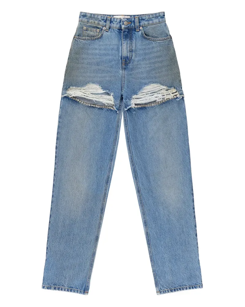 Area fray-detail cotton trousers - Blau Blau