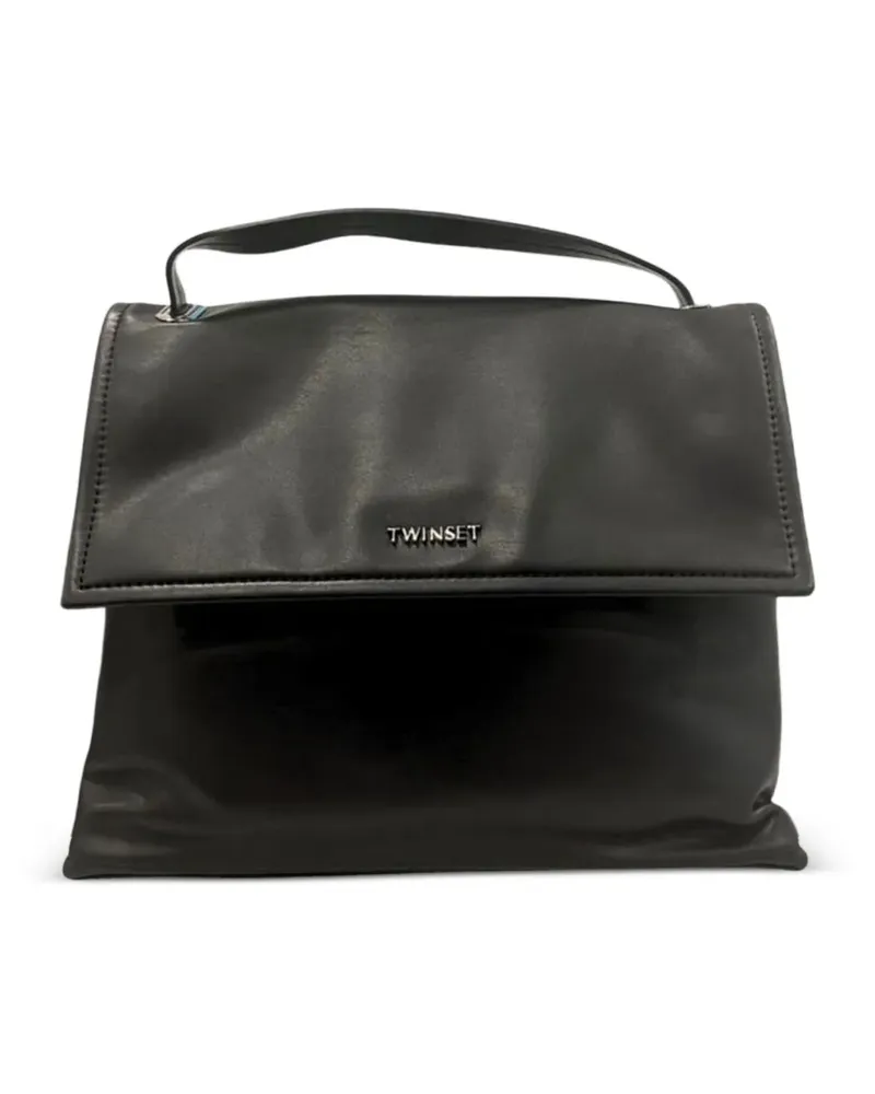 Twin-Set Handtasche mit Logo-Schild - Schwarz Schwarz