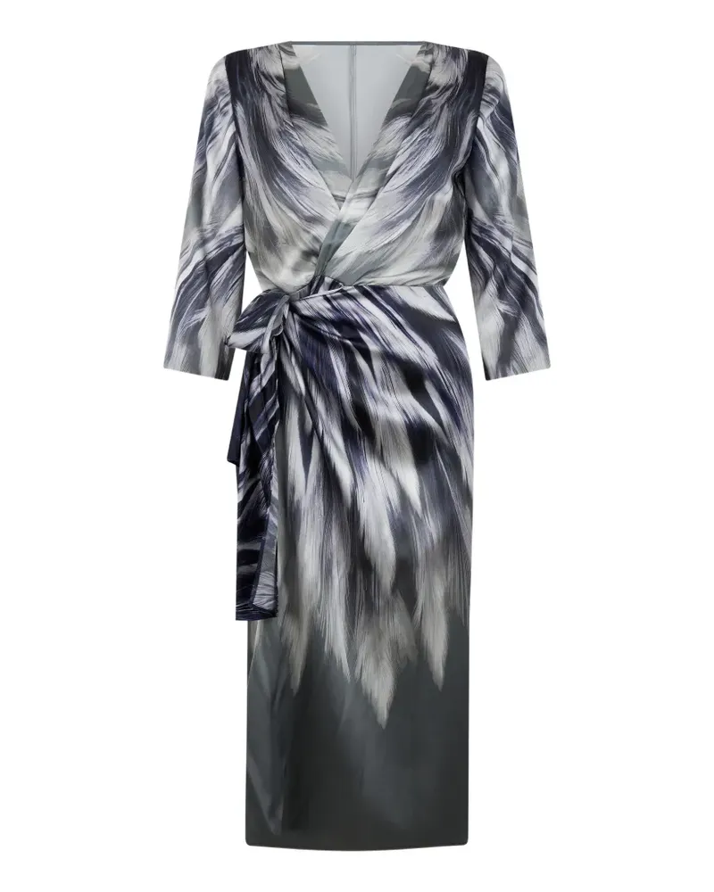 Alberta Ferretti Kleid mit Feder-Print - Grau Grau