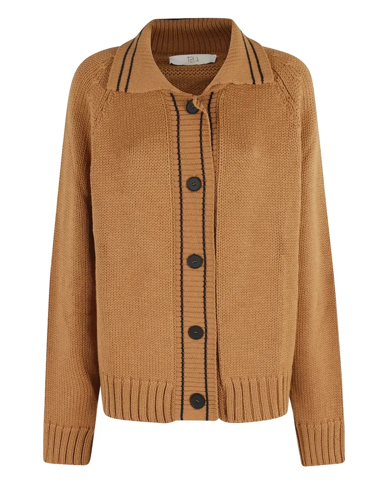 TELA Gestreifter Cardigan mit Knöpfen - Nude Nude