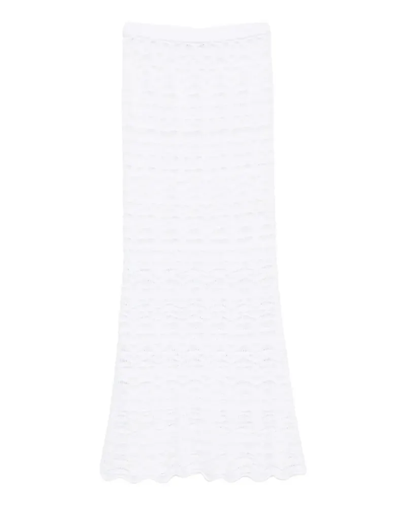D.EXTERIOR zigzag-knit scalloped-edge maxi skirt - Weiß Weiß