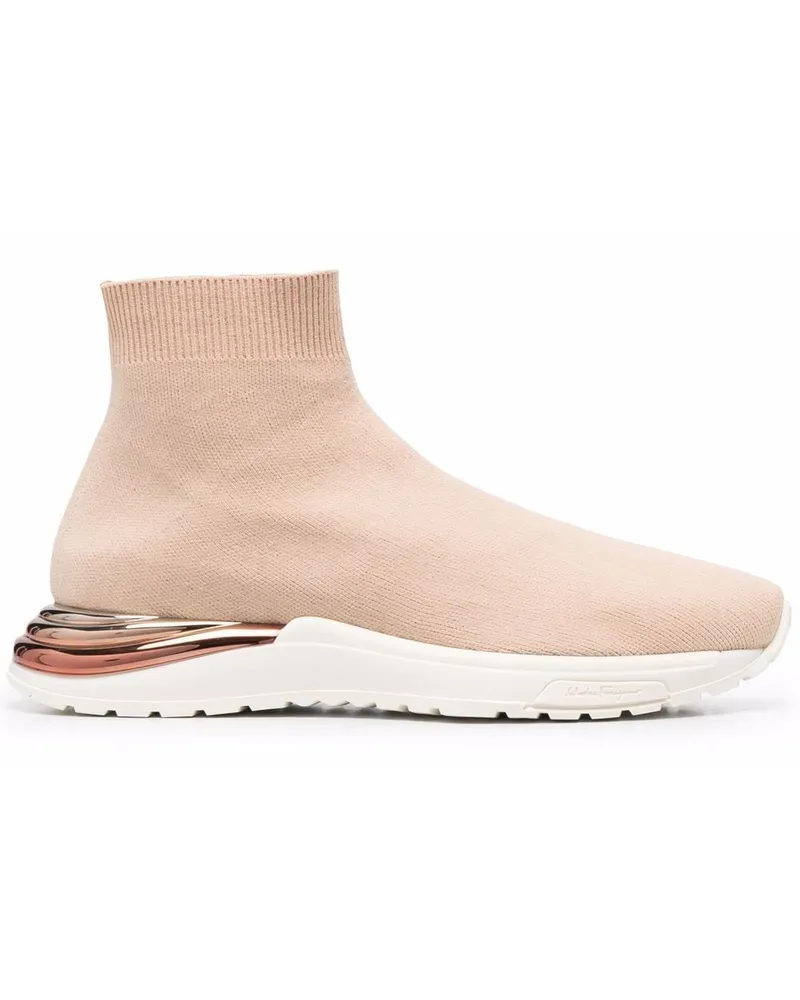 Ferragamo Sneakers mit Metallic-Ferse - Nude Nude