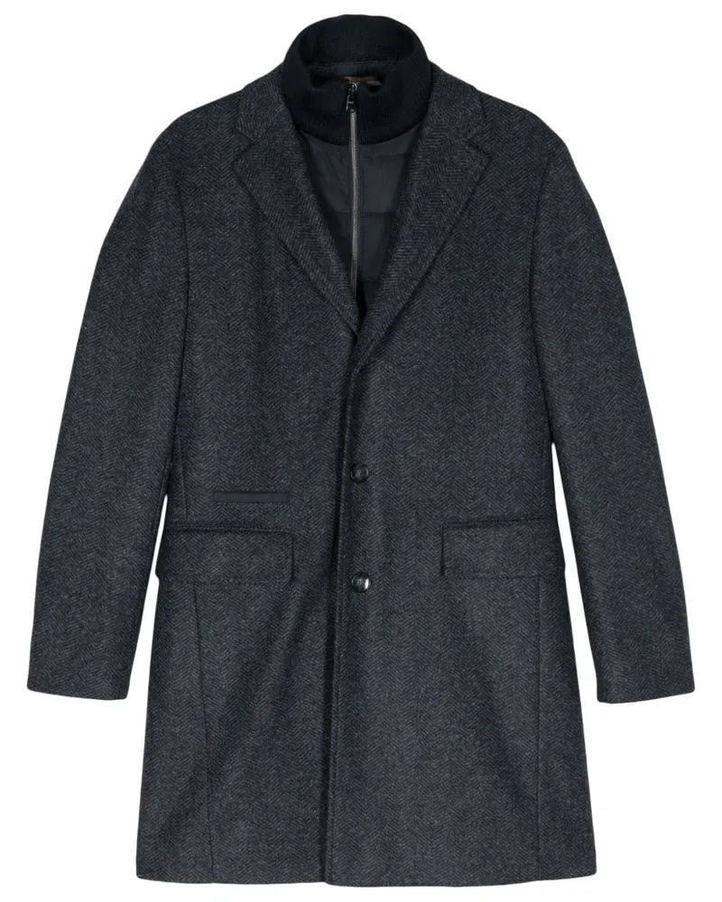 HUGO BOSS Mantel mit Fischgrätenmuster - Blau Blau