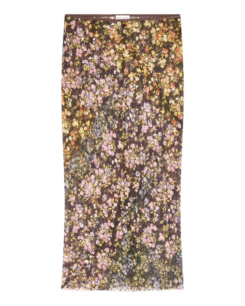 Dries van Noten Klassischer Jacquard-Midirock - Braun Braun