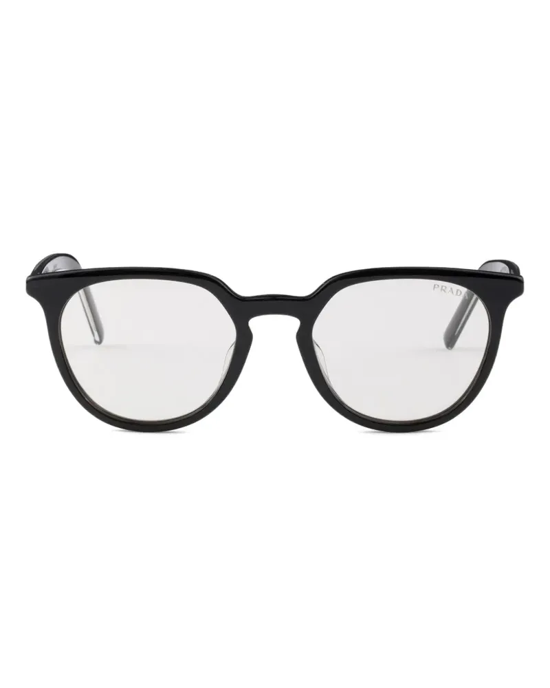 Prada Sonnenbrille mit ikonischem Metall-Schild - Schwarz Schwarz