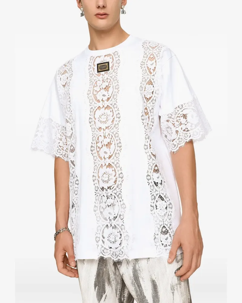 Dolce & Gabbana T-Shirt mit Schnürdetail - Weiß Weiß