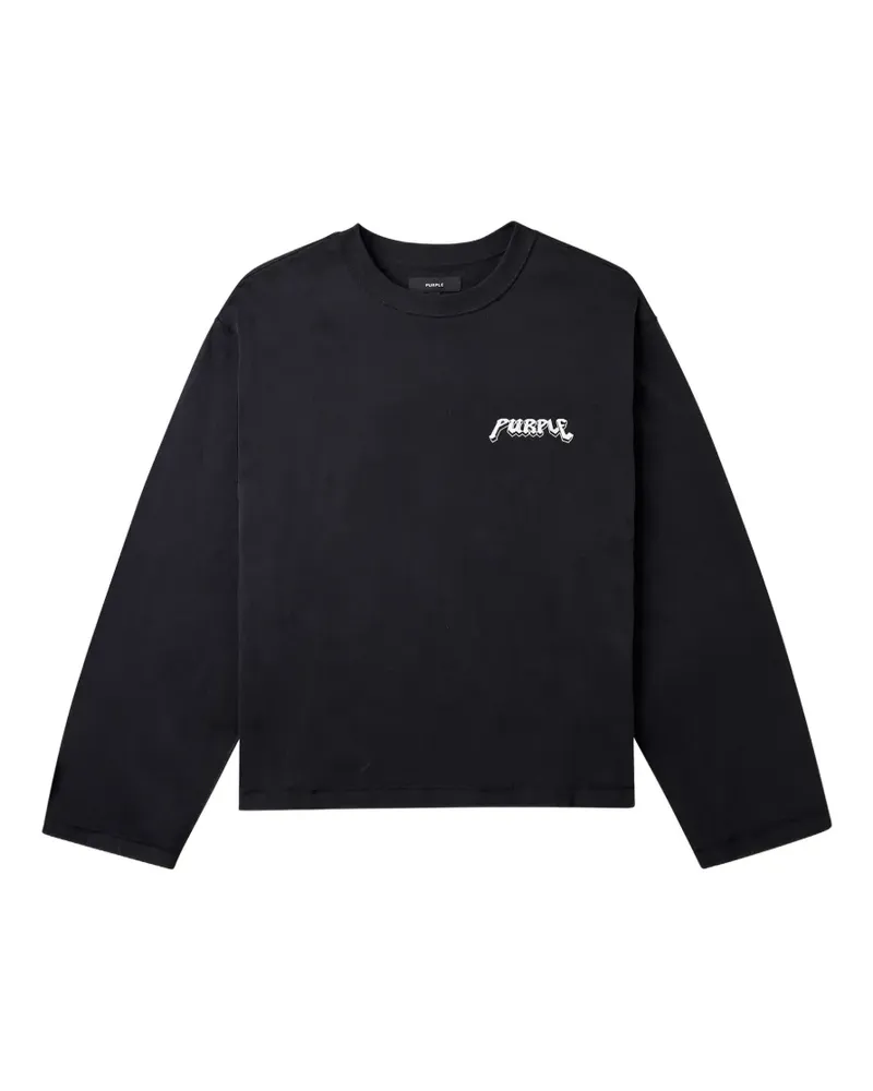 PURPLE BRAND logo-print cropped sweatshirt - Schwarz Schwarz