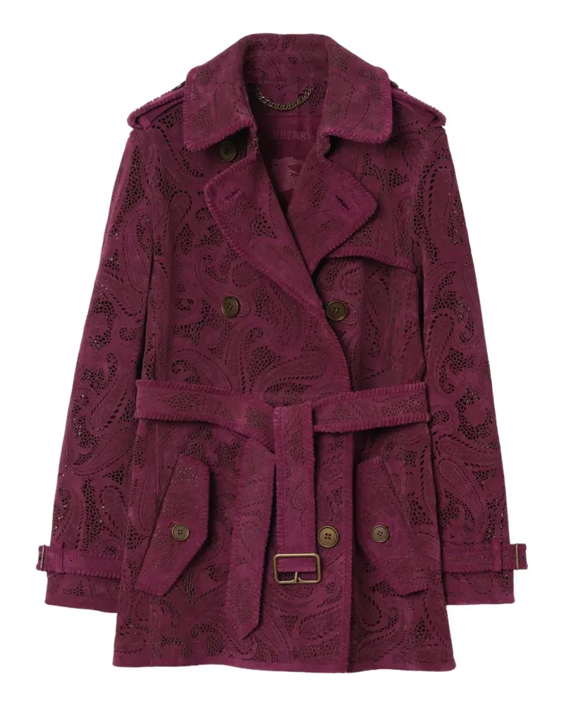Burberry short paisley suede Foxfield trench coat - Violett Violett