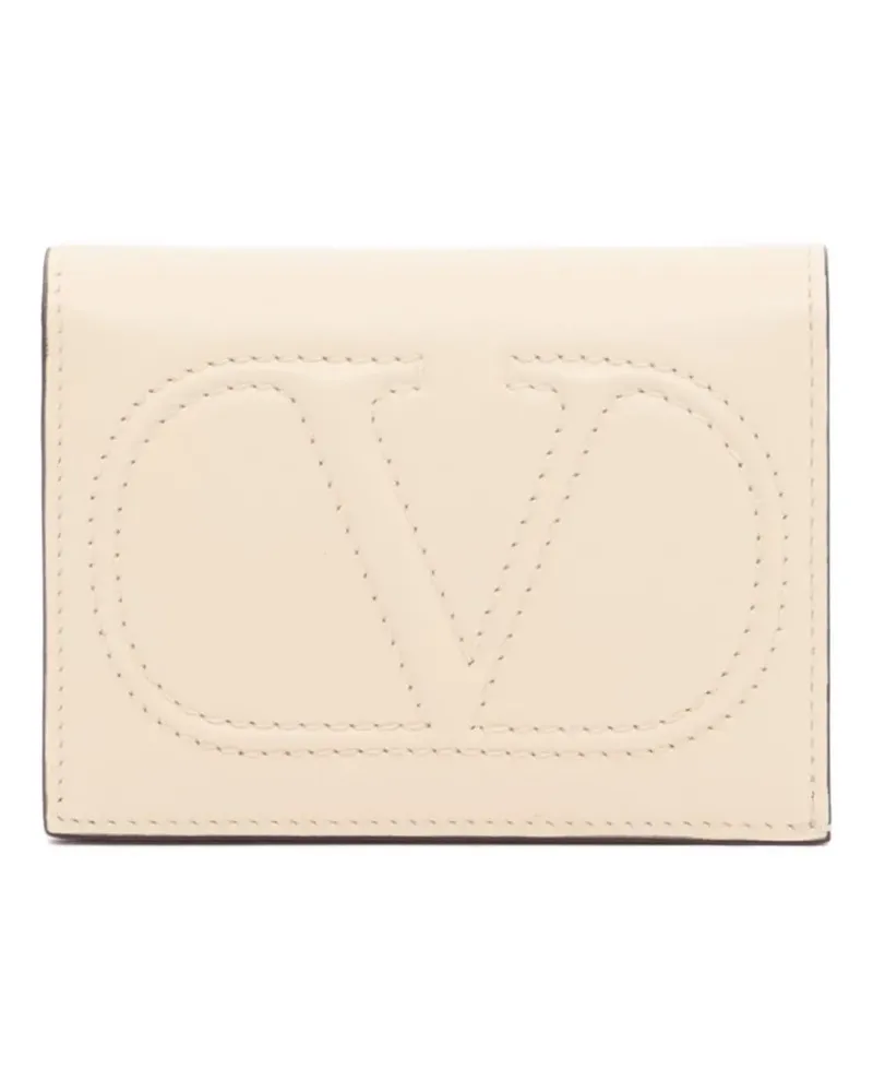 Valentino Garavani small Vlogo wallet in calfskin - Nude Nude