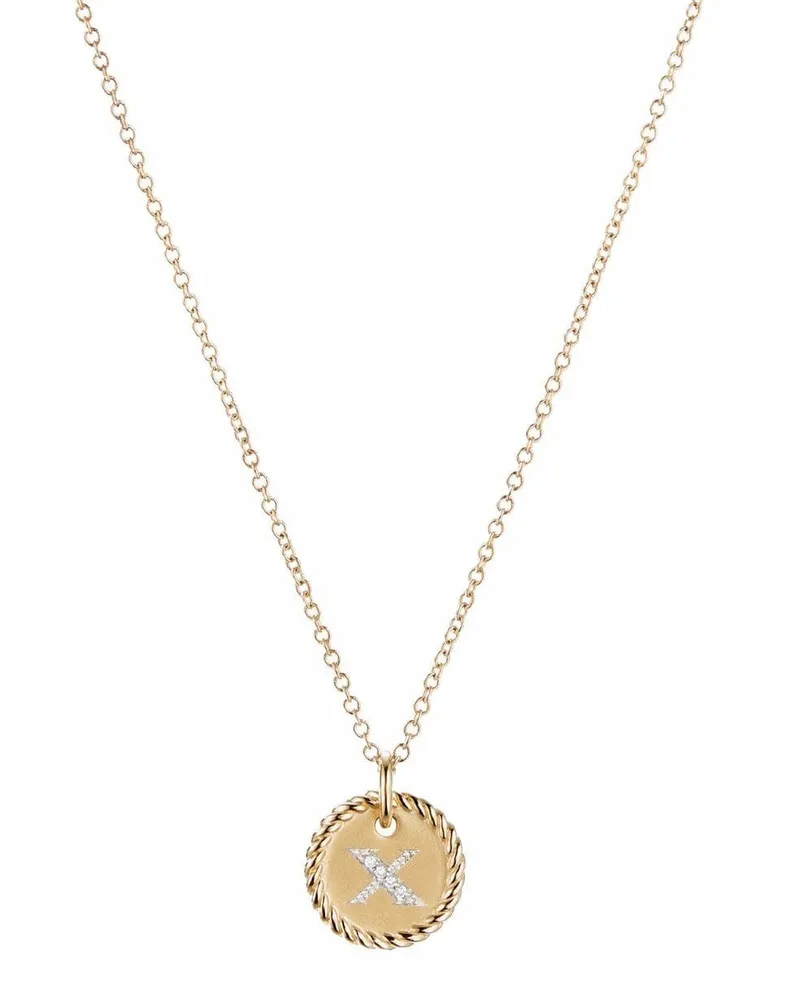 David Yurman 18kt X Initial Charm Gelbgoldhalskette mit Diamanten Gold