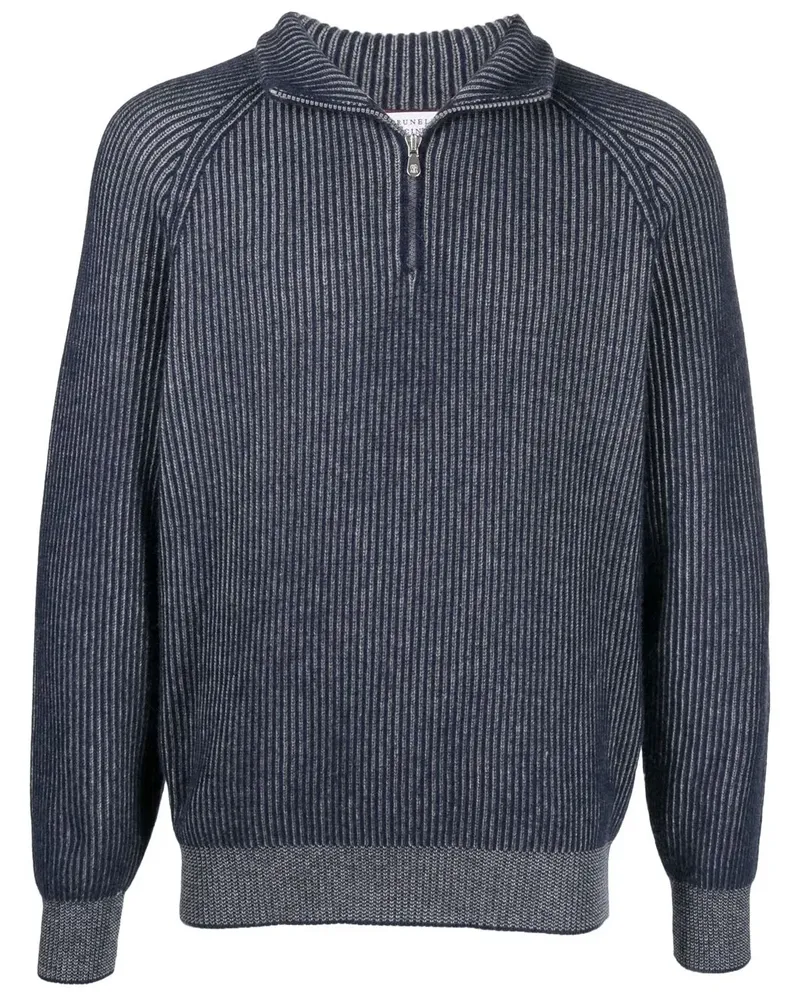 Brunello Cucinelli Gerippter Kaschmirpullover - Blau Blau