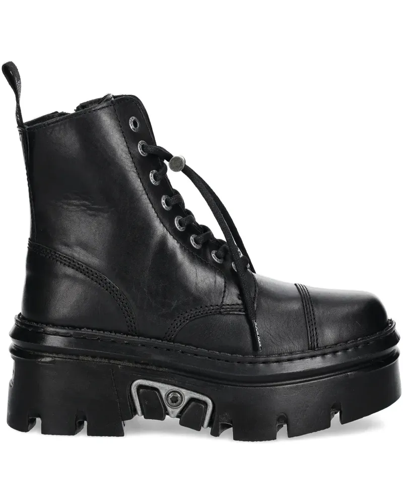 New Rock Plateau-Schnürstiefel 60mm - Schwarz Schwarz