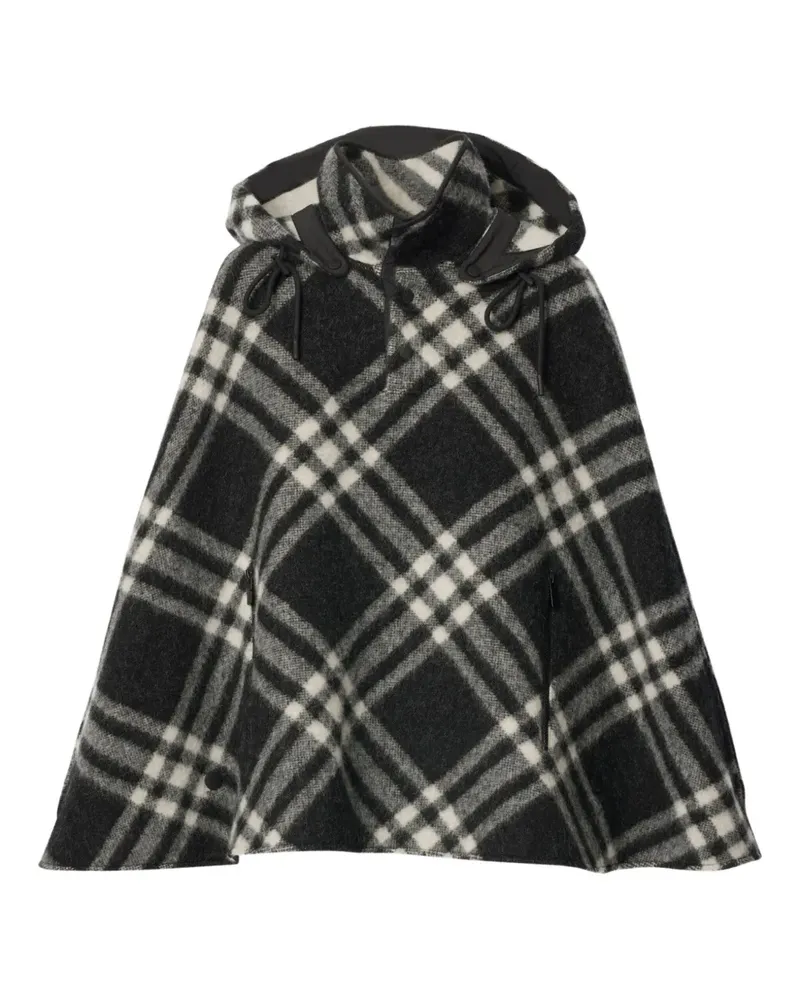 Burberry Karierter Poncho mit Kapuze - Schwarz Schwarz
