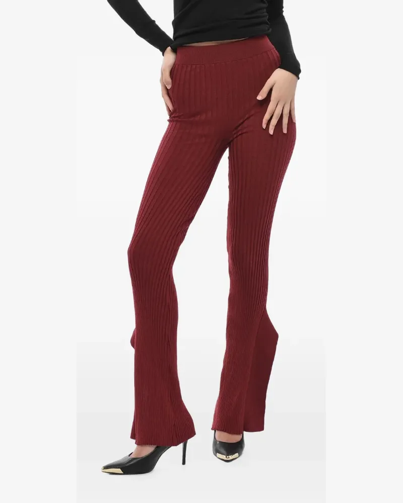 Stella McCartney ribbed-knit side-slit trousers - Rot Rot