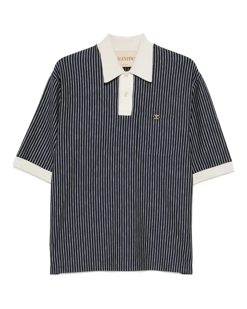 Valentino Garavani Gestreiftes VLogo Signature Poloshirt - Blau Blau