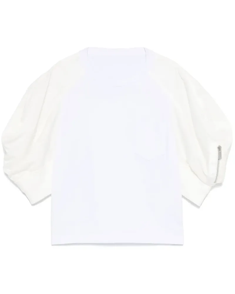 Sacai T-Shirt mit Puffärmeln - Weiß Weiß
