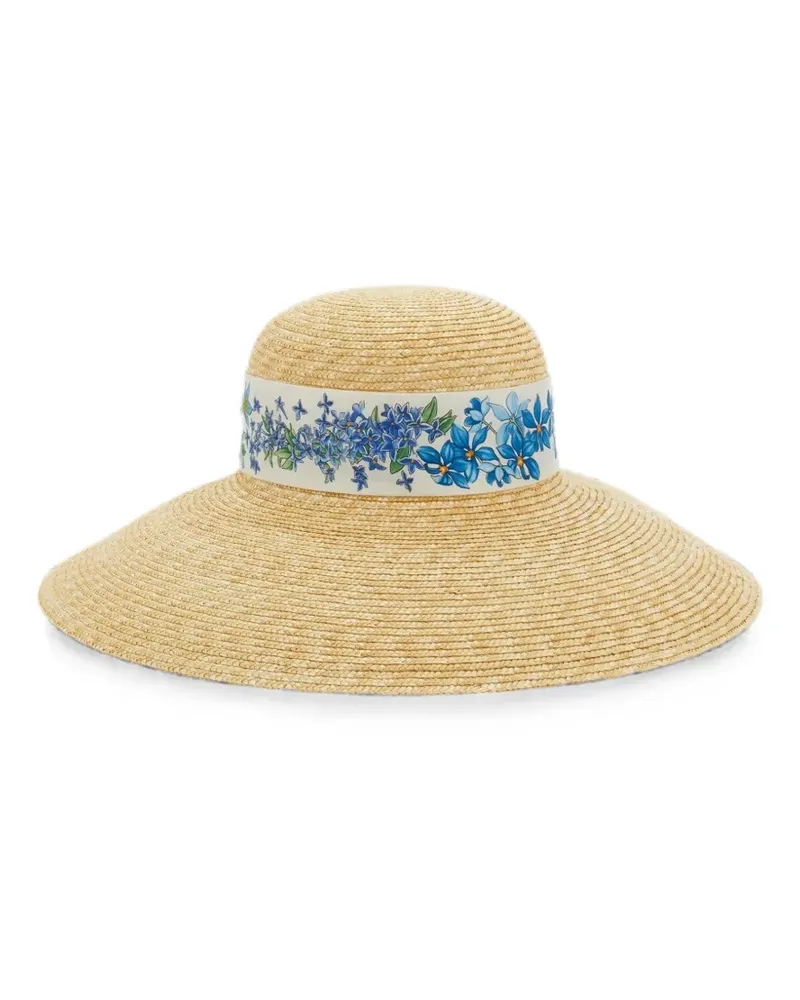 Ferragamo Hut mit Blumenprint und Seidenbesatz - Nude Nude