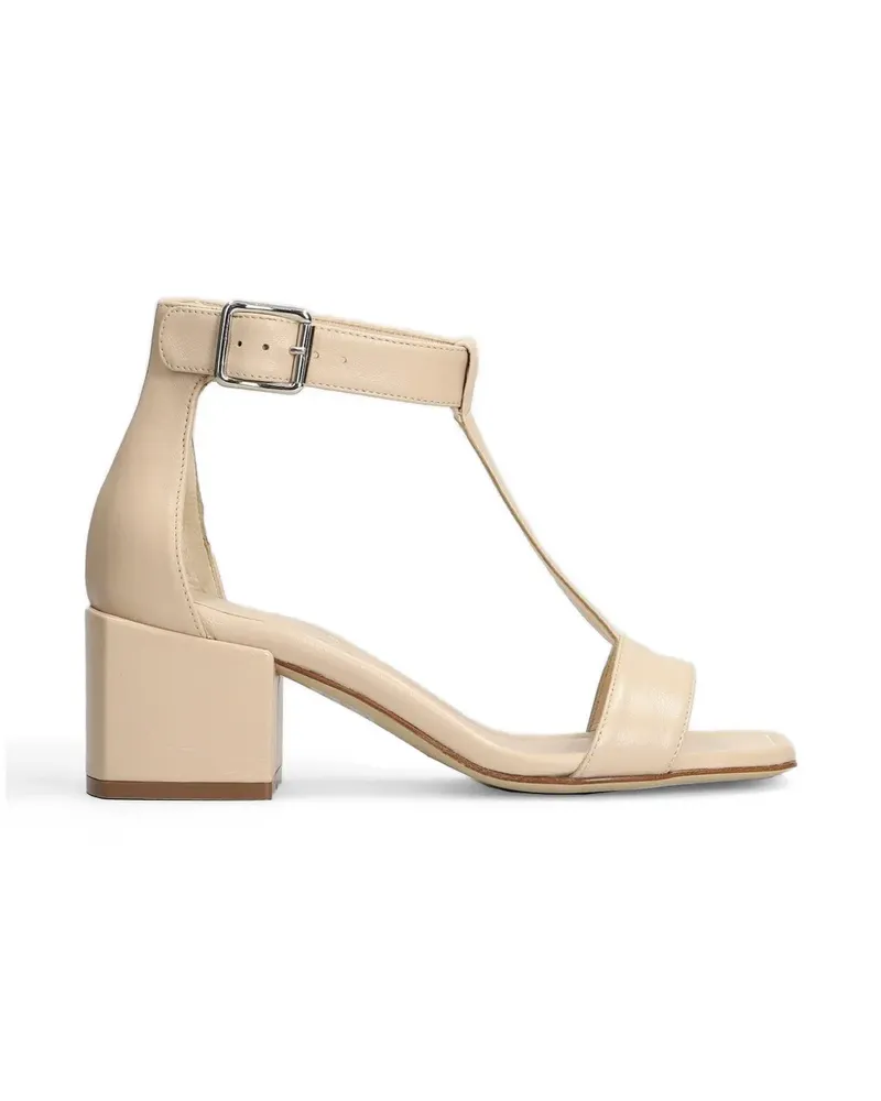Anna F. T-bar block-heel sandals - Nude Nude