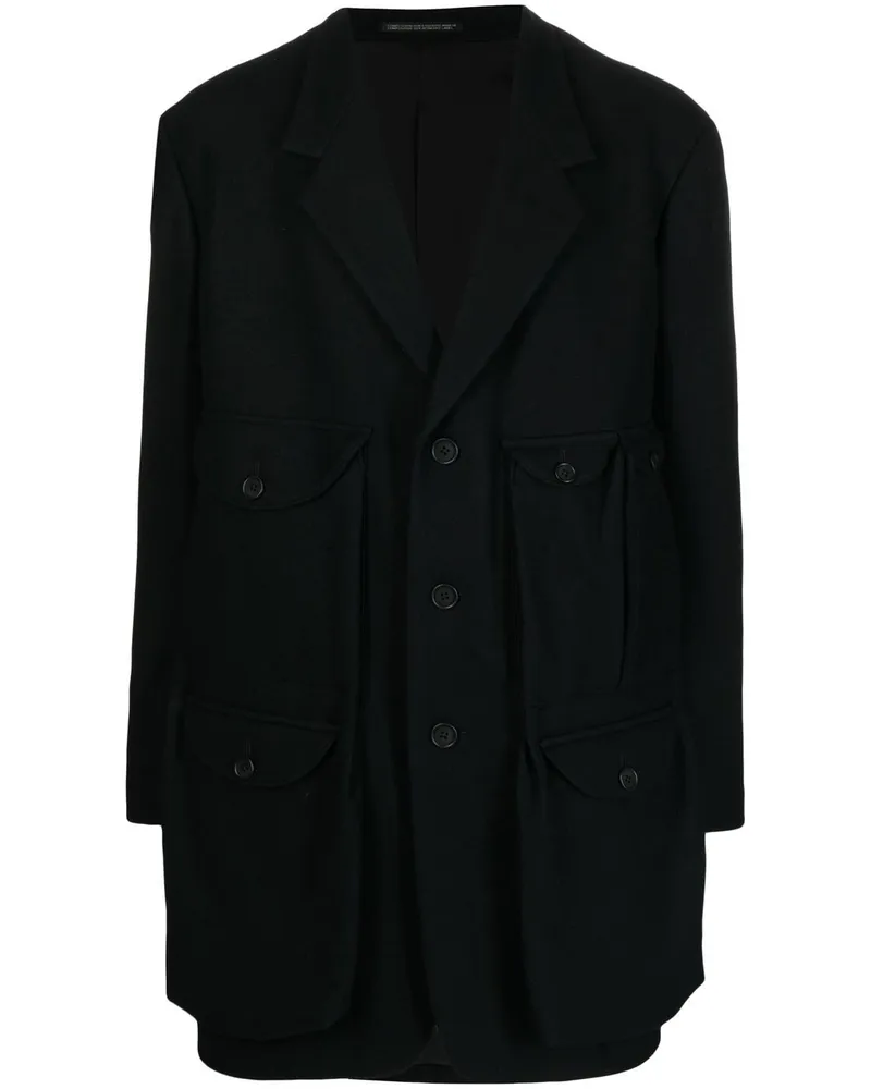 Yohji Yamamoto Schmaler Mantel - Schwarz Schwarz