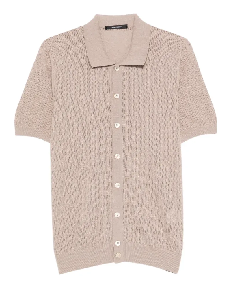 Tagliatore Geripptes Poloshirt mit Knöpfen - Nude Nude