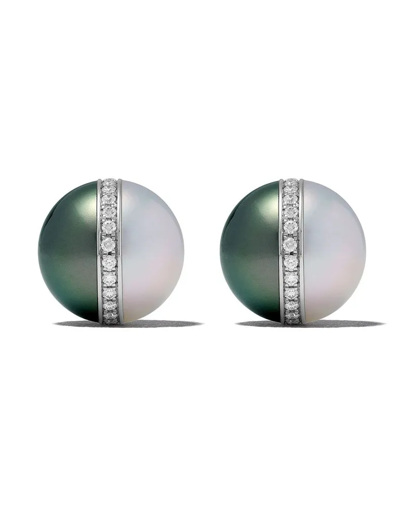 TASAKI 18kt 'Balance Unite' Weißgoldohrringe mit Diamanten und Südseeperle - Silber Silber