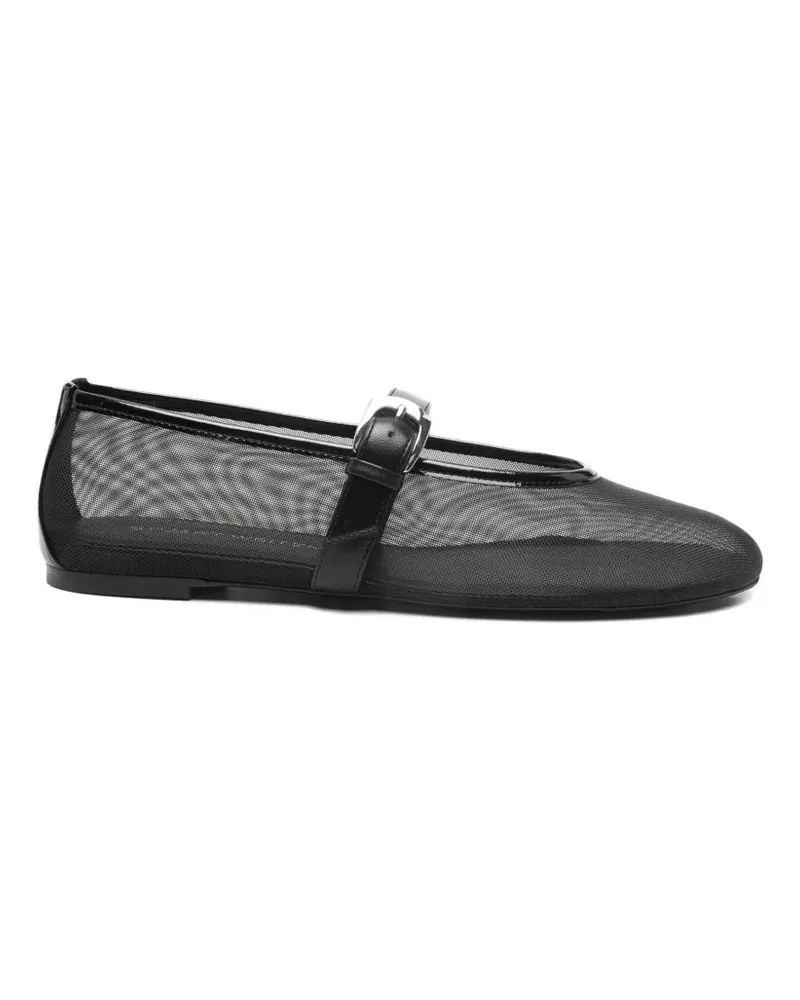 Stuart Weitzman Sai Bareitall mesh buckle-strap ballet flats - Schwarz Schwarz