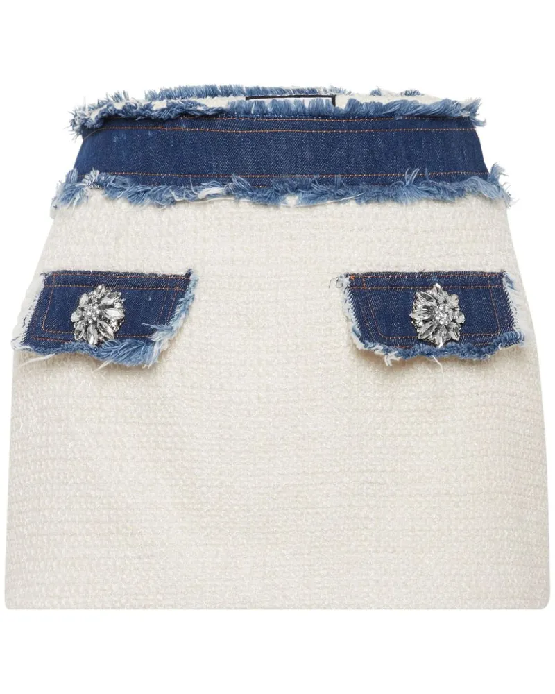 Philipp Plein Tweed-Minirock mit Denim - Weiß Weiß
