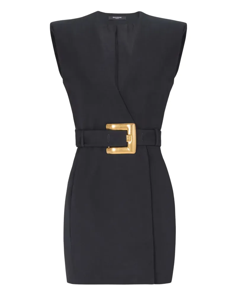 Balmain Wickelkleid mit Gürtel - Schwarz Schwarz
