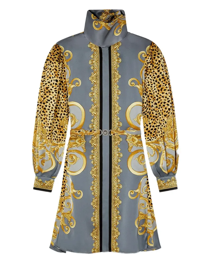 Versace Seidenkleid mit Animal-Print - Grau Grau